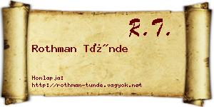 Rothman Tünde névjegykártya